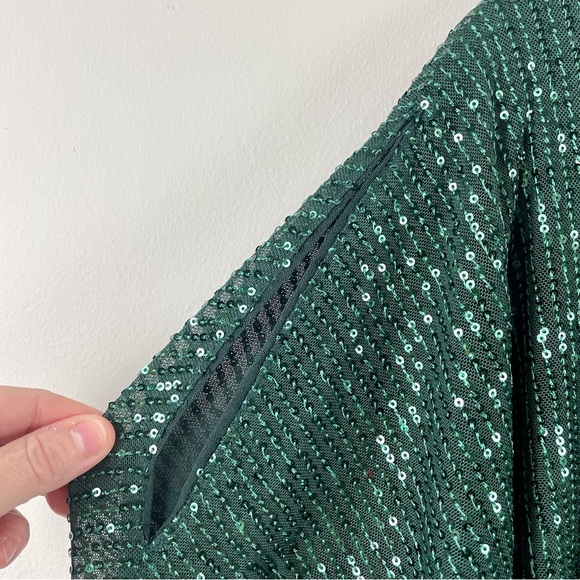 Jasambac Green Sequin Sparkly Special Occasion Top Holiday Party NYE Glam 2XL - Picture 8 of 16